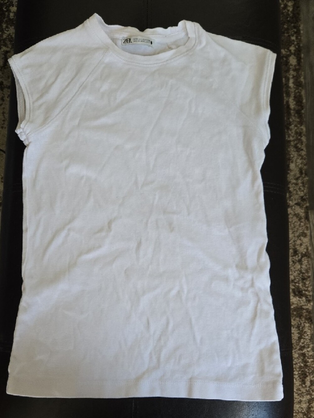 Zara White Cap-Sleeve Crewneck Top - Picture 3 of 3